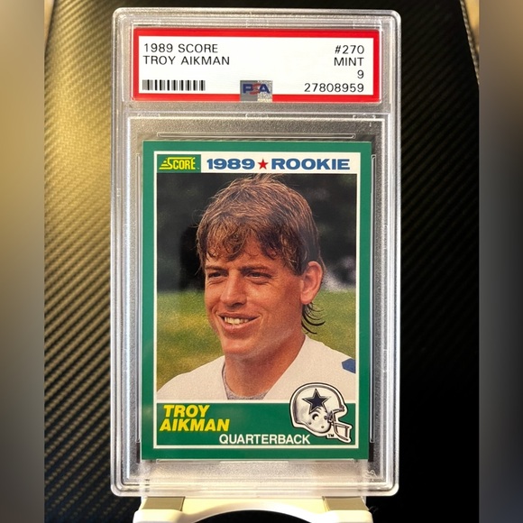 Troy Aikman 1989 Score Rookie Card #270 RC DALLAS COWBOYS HOF / PSA 9 MINT - Picture 1 of 2